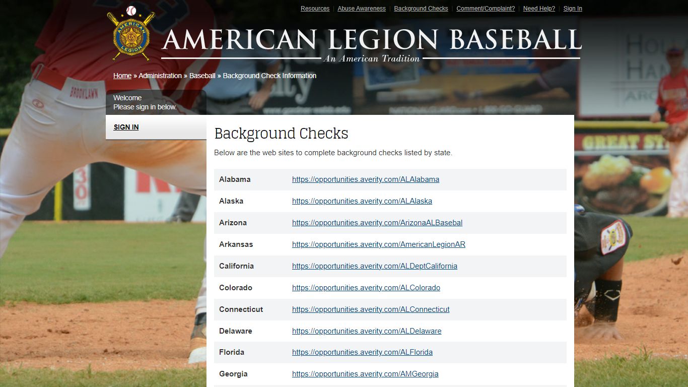 Background Checks | American Legion Baseball Registration